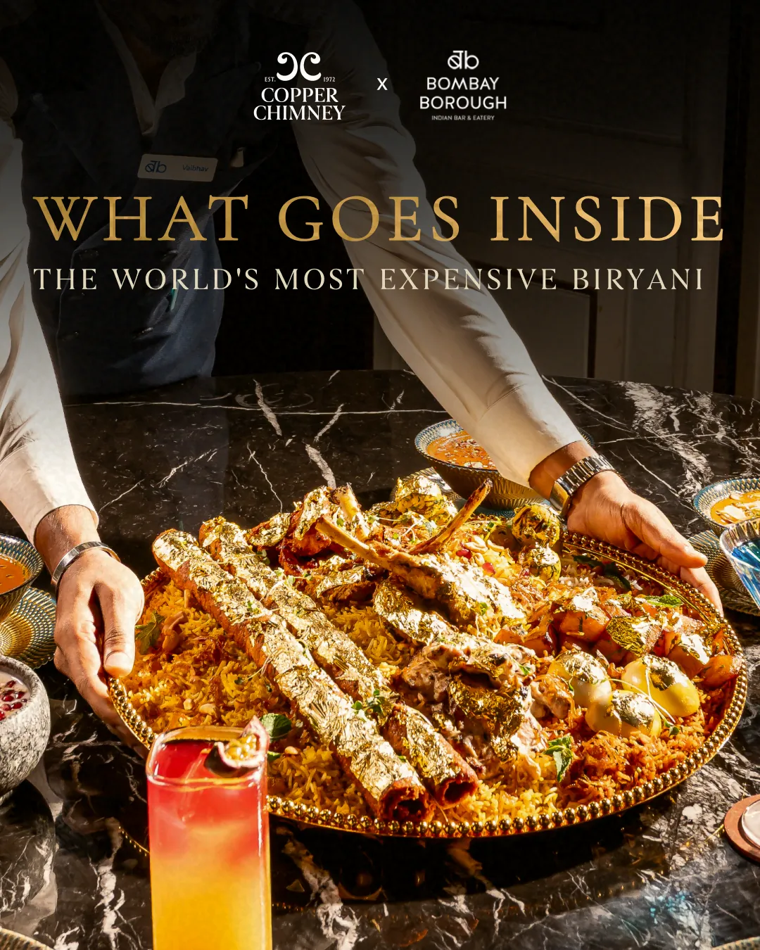 What goes inside the Royal Gold Biryani: the platter being served at the table